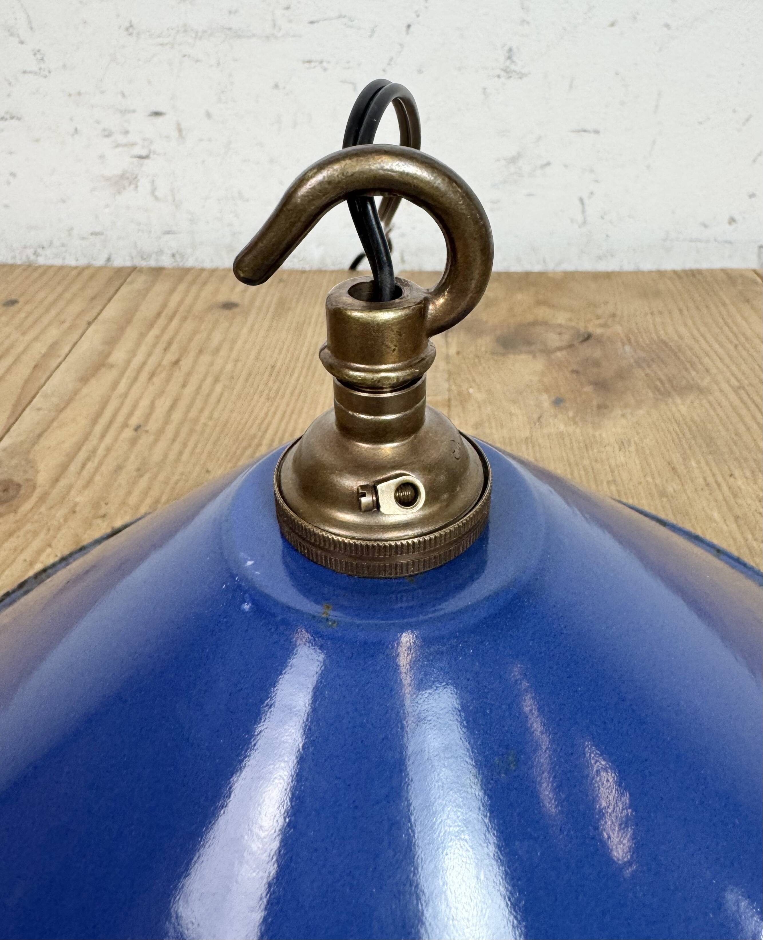 Industrial Blue Enamel Factory Pendant Lamp, 1950s