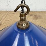 Industrial Blue Enamel Factory Pendant Lamp, 1950s