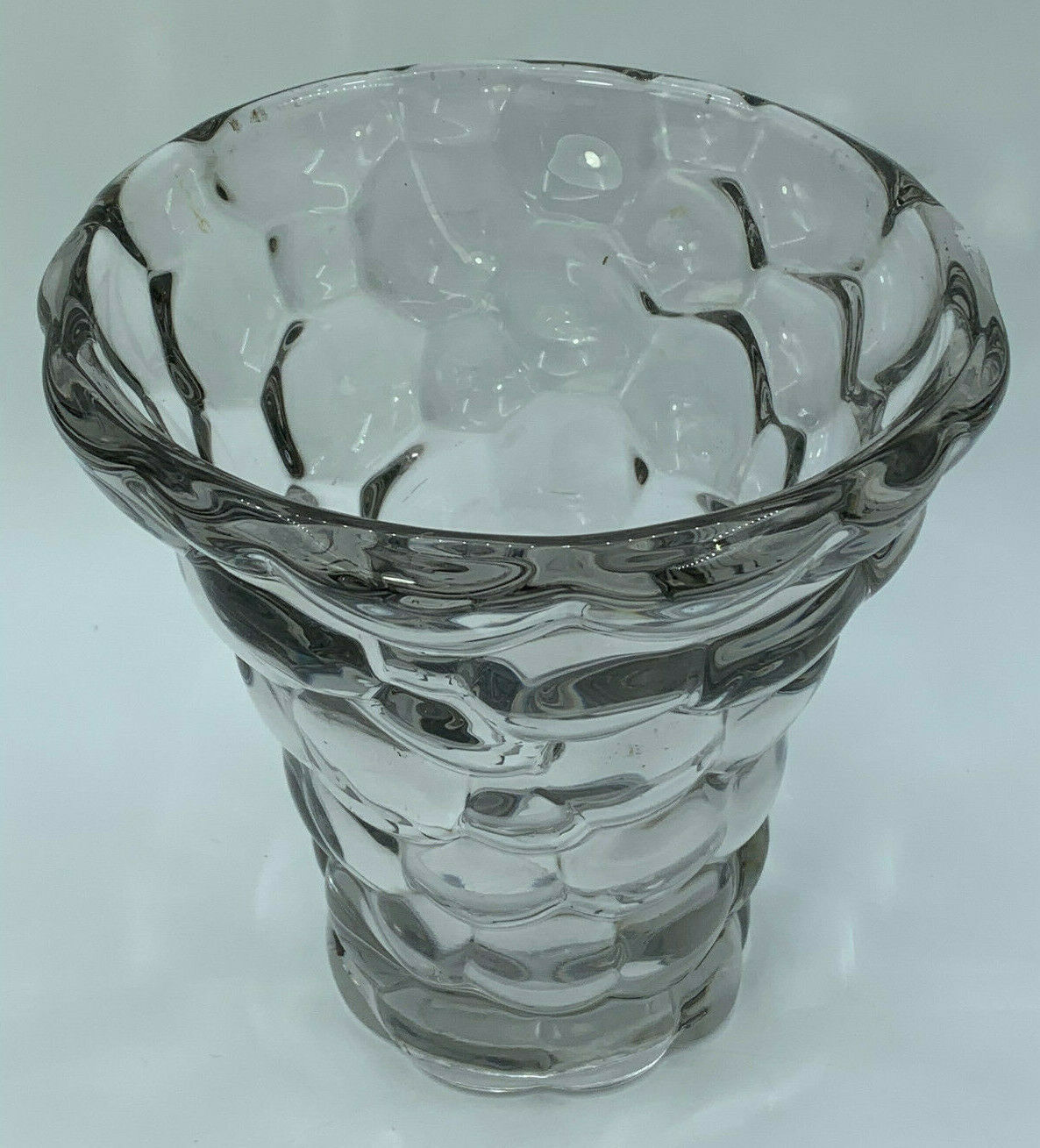 Glass vase or transparent crystal honeycomb art deco
