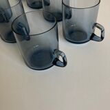Set of 8 glasses Scandinavian cups Denby-Milnor mid century modern ice blue