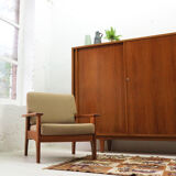 Mid-century scandinavian teak armchair with new covers