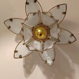 Lotus flower wall sconce in glass with a gold brass rim