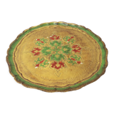 Italian round florentine scalloped tray, handpainted