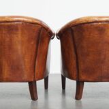 Set of 2 club chairs made of sheepskin leather