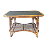 Vintage coffee table from the 50s in rattan