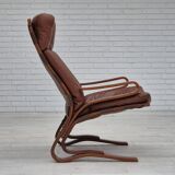 1970s, Scandinavian design, lounge chair, original condition, leather, bent wood.