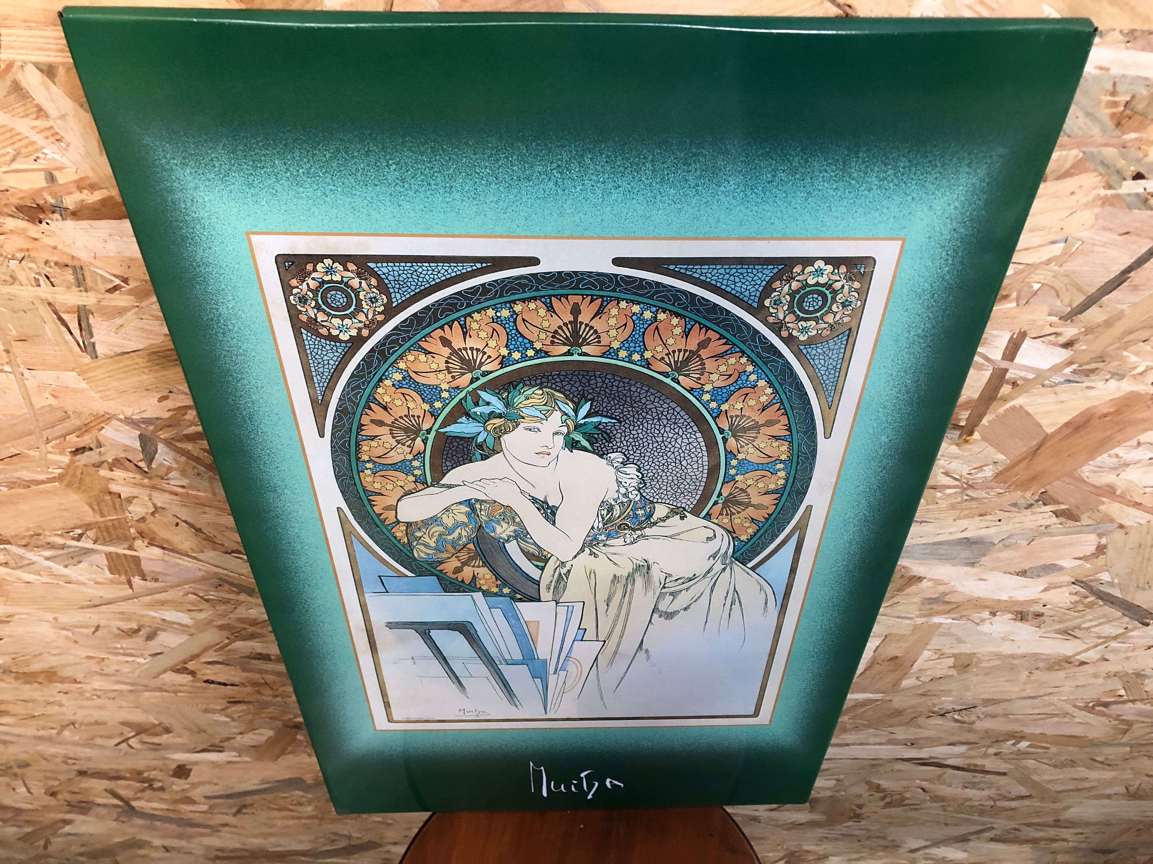 Old metal plate mucha the great masters litho art vintage decoration