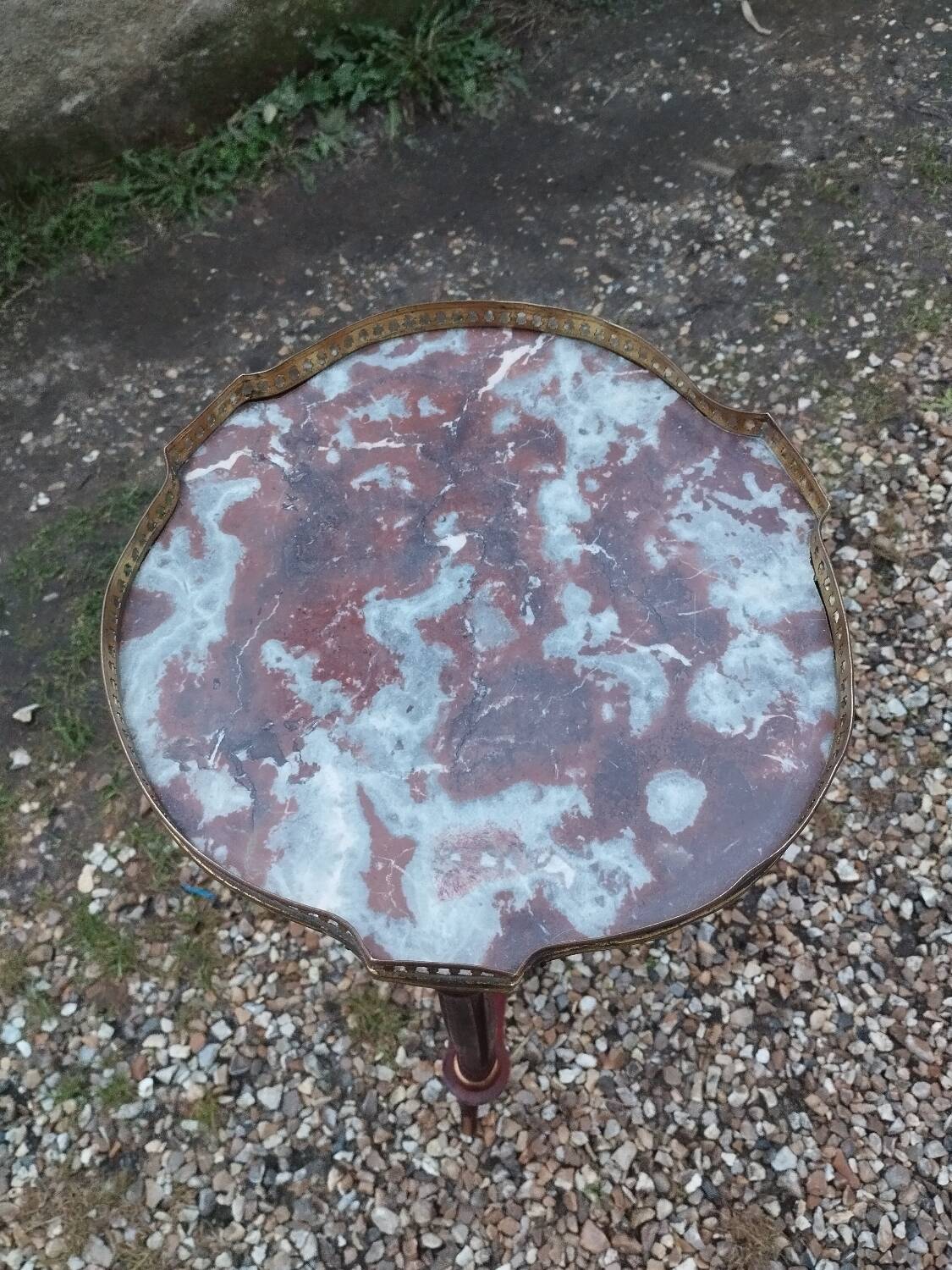 Antique Louis XVI style side table with marble top