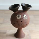 Anthropomorphic ceramic vase made by hand in. California by Stoneware Designs West, 1960-70