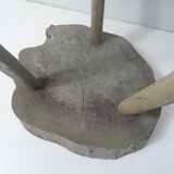 Old brutalist solid wood stool