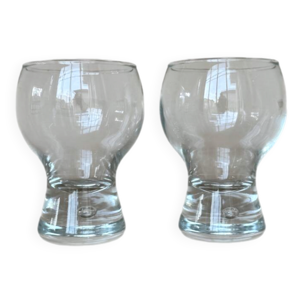 Ensemble vintage de 2 verres modernistes par Goran Warff pour Kosta Boda