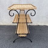 Wicker lyre side table