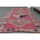 Vintage Turkish Hand-Knotted Wool Cotton Pink Runner Rug 100x335