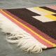 1950s Czech Geometric Wool Kilim Rug in Pink Black and Yellow