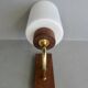 Scandinavian wall lamp in teak and opaline, 1970s