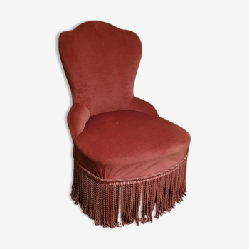 Fauteuil crapaud velour rose vintage