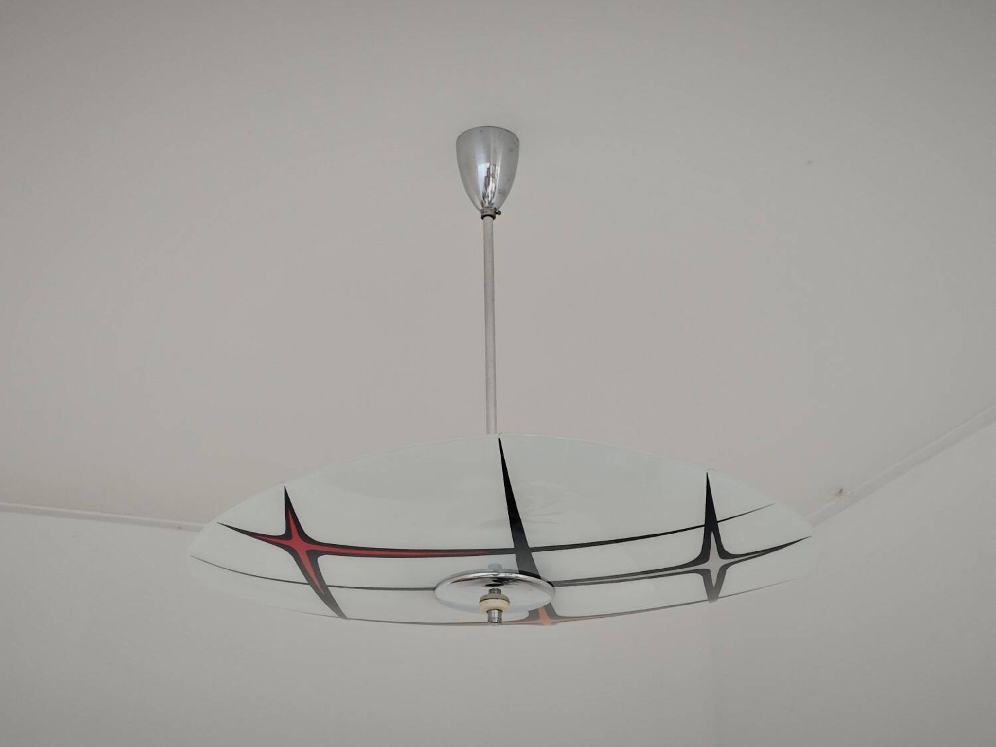 Modernist Czechoslovakian Zukov pendant light, geometric pattern, 1960