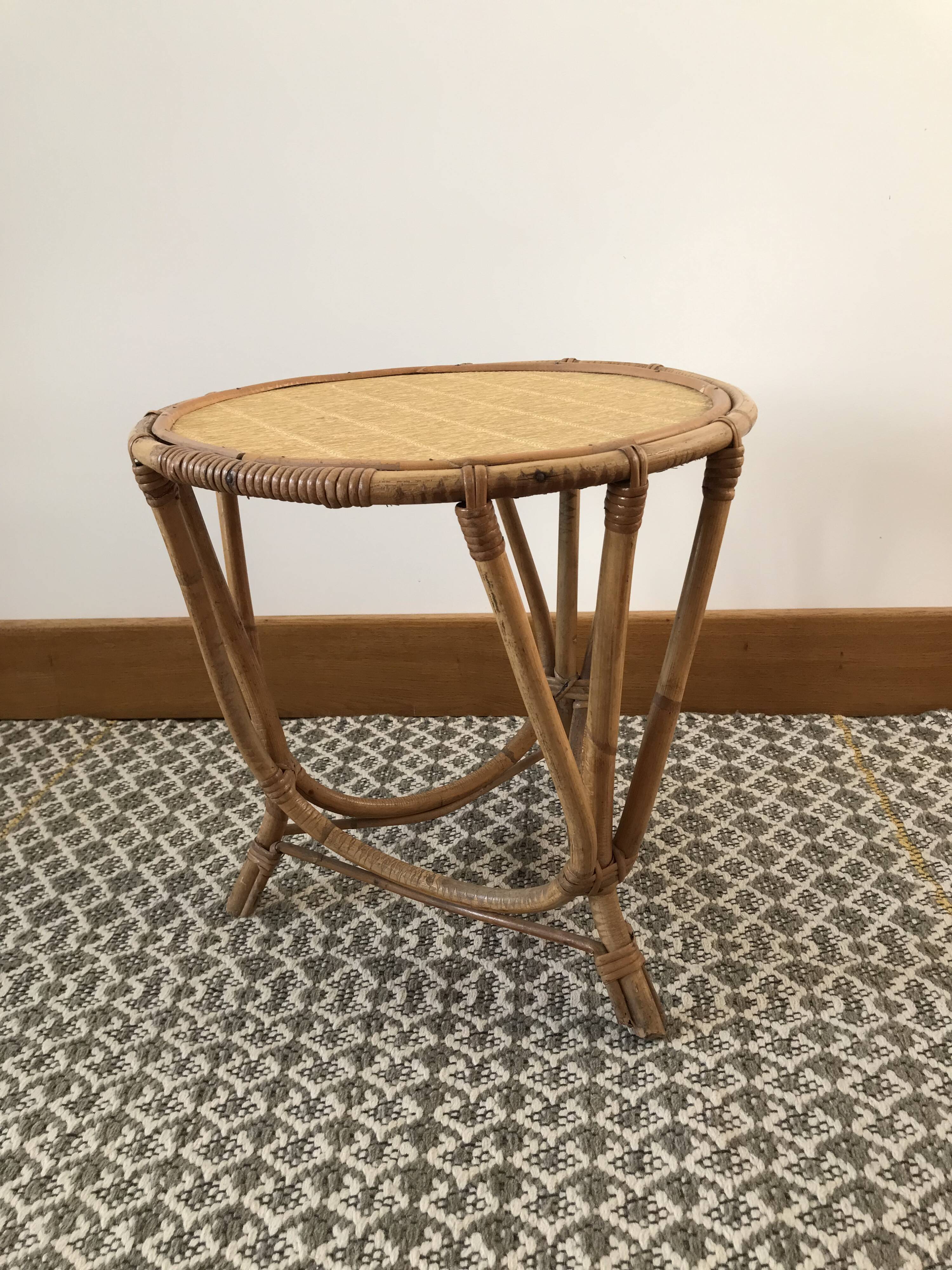 Rattan side table