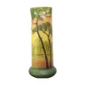 Art Nouveau vase, Enamelled glass Legras: Landscape with large trees