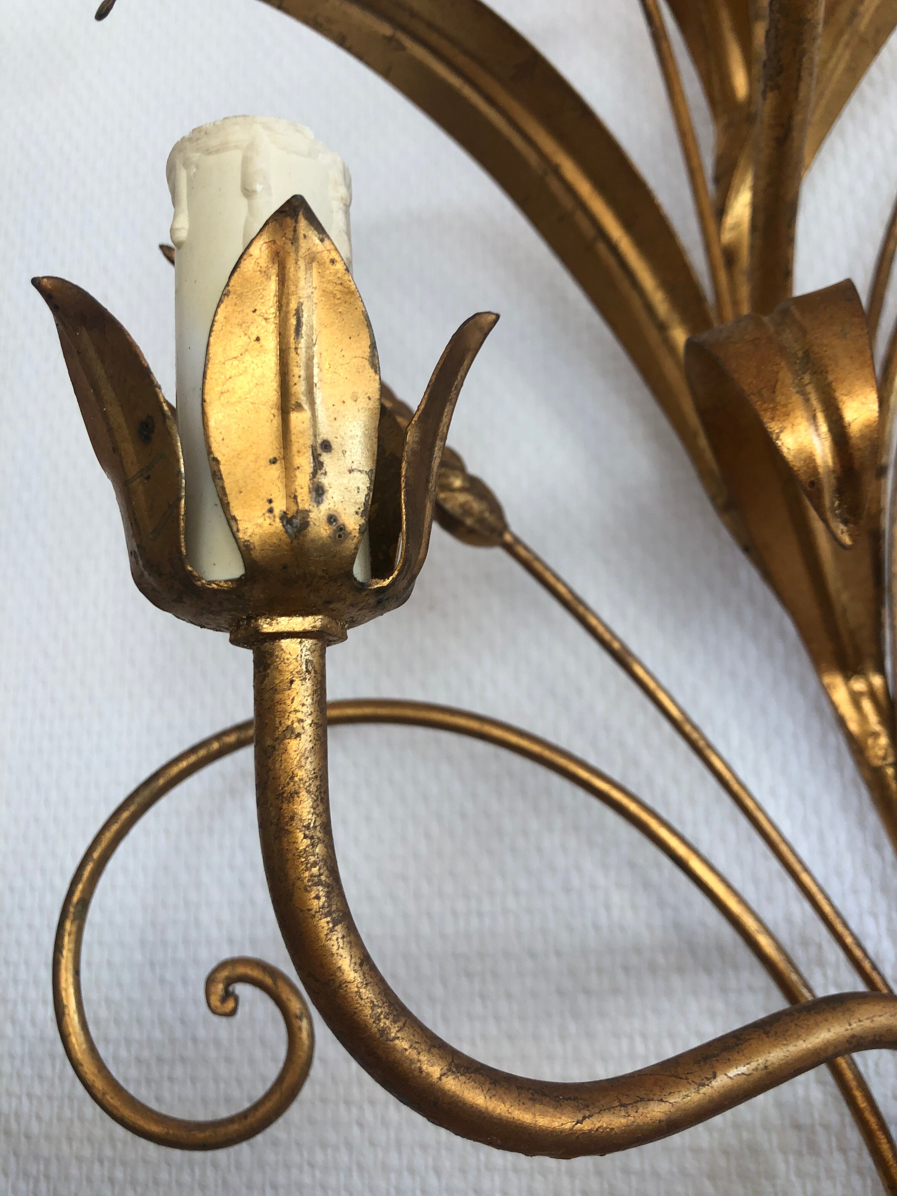 Paire d'appliques épi de blé doré