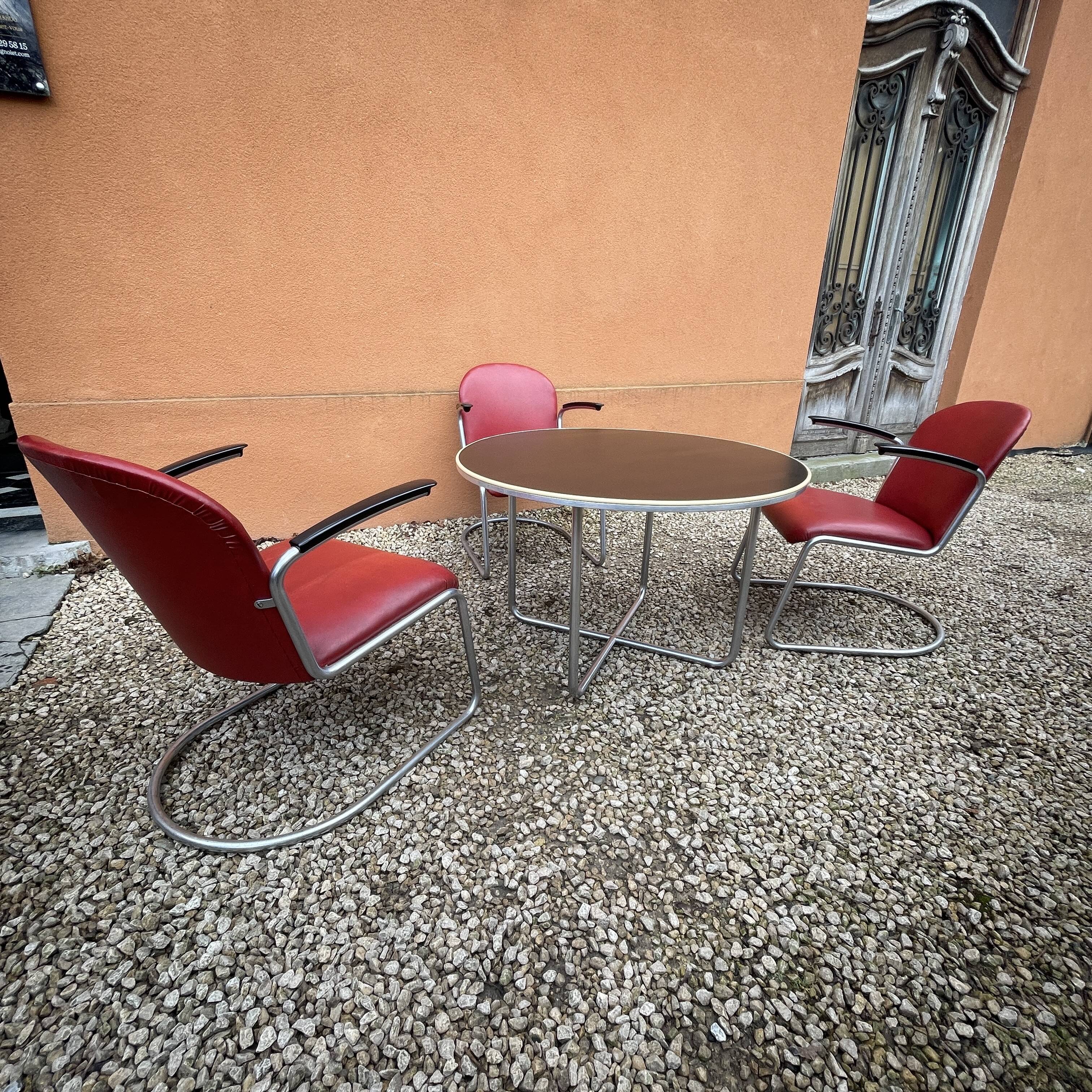 WILLEM HENDRIK GISPEN, set of 3 chairs 413 cantilever Art Deco Bauhaus