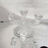 3-arm cut glass candle holder