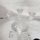 3-arm cut glass candle holder