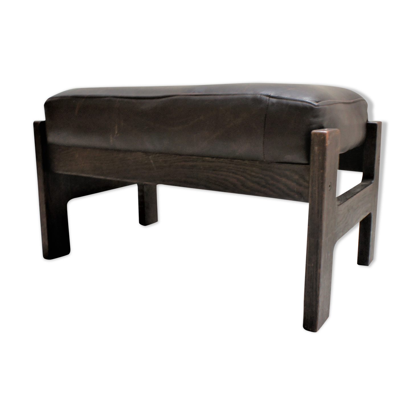 Scandinavian maroon leather stool