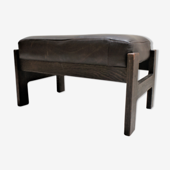 Scandinavian maroon leather stool