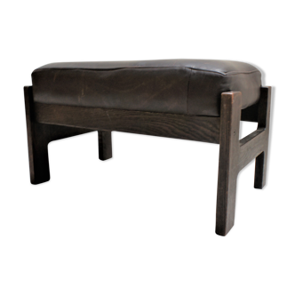 Scandinavian maroon leather stool