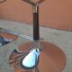 Table ovale Design années 70 – Verre, Chrome & Noyer