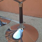Oval table 70s design – Glass, Chrome & Walnut