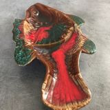 Plat à compartiments pour apéritif en céramique de vallauris  forme de poisson vintage 34 cm