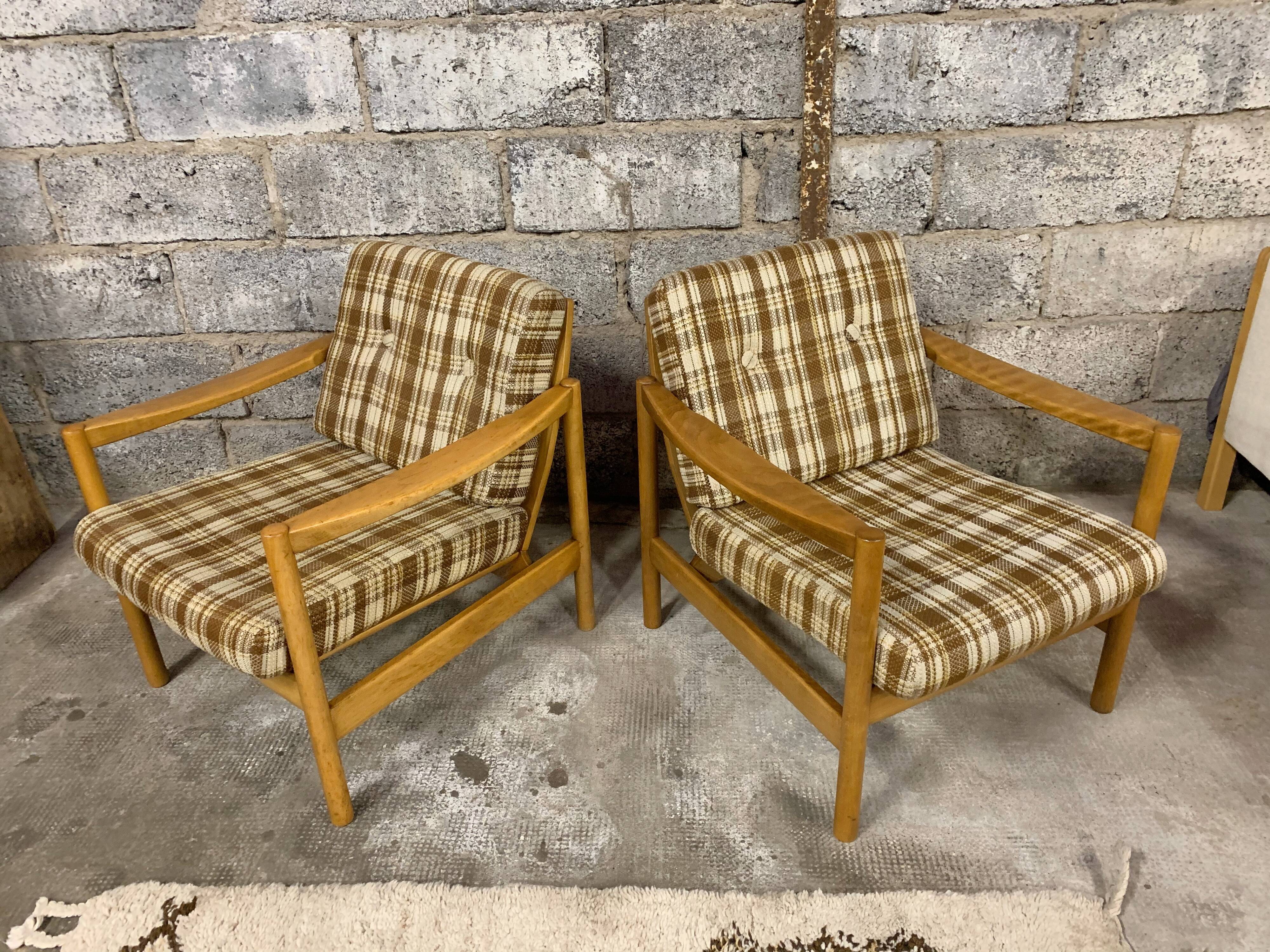 Pair of Scandinavian armchair fabric tiles