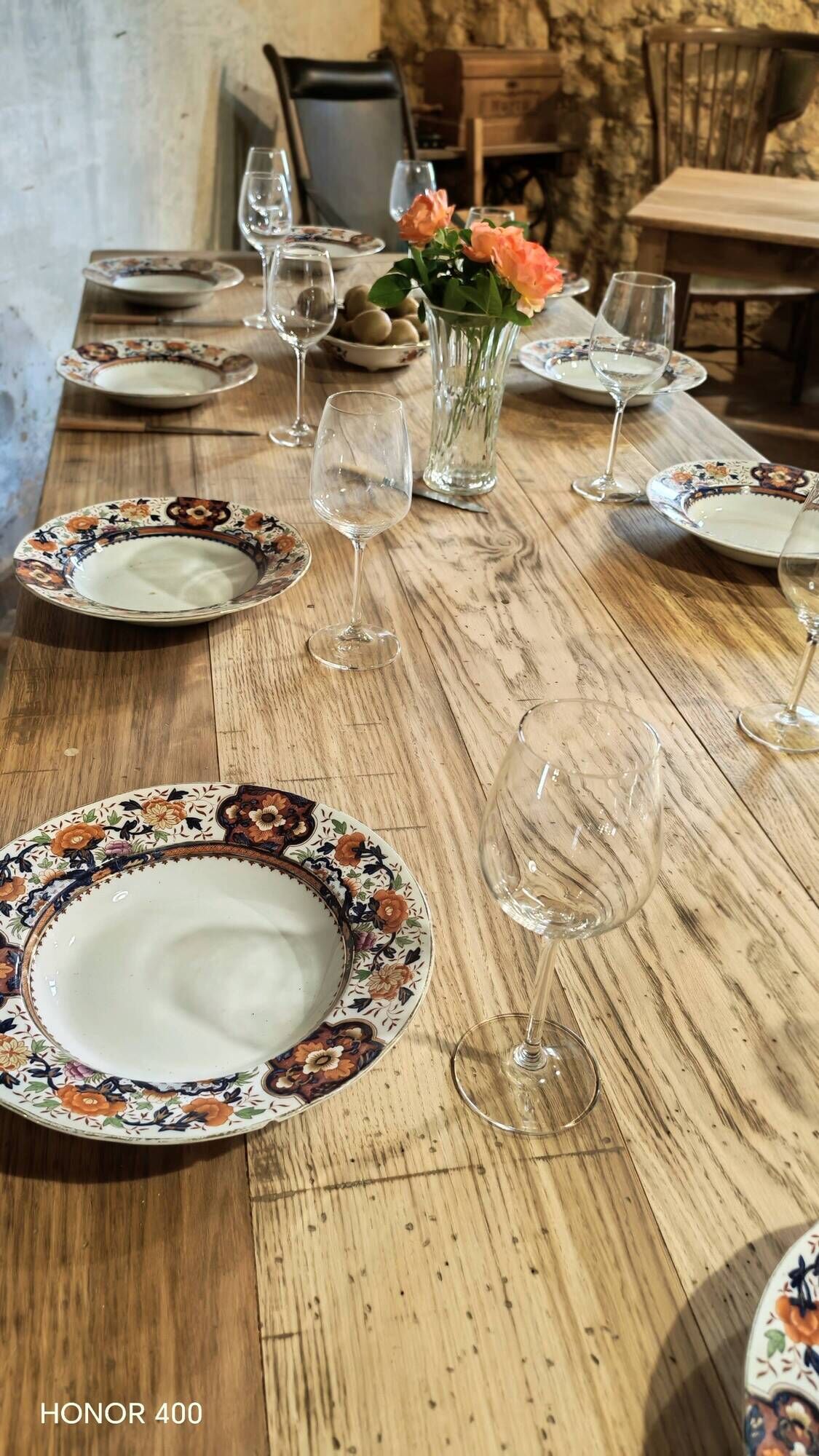 Solid oak farmhouse table "brut" 247x89, top "chocolate oak"