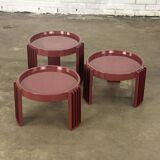 Ensemble de trois tables d'appoint Marema en rouge de Cassina par Gianfranco Frattini