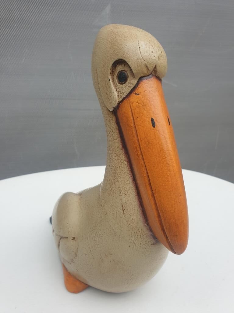 Pélican bois peint