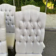 4 upholstered chairs in linen and ash, Maisons du Monde model Chloé.