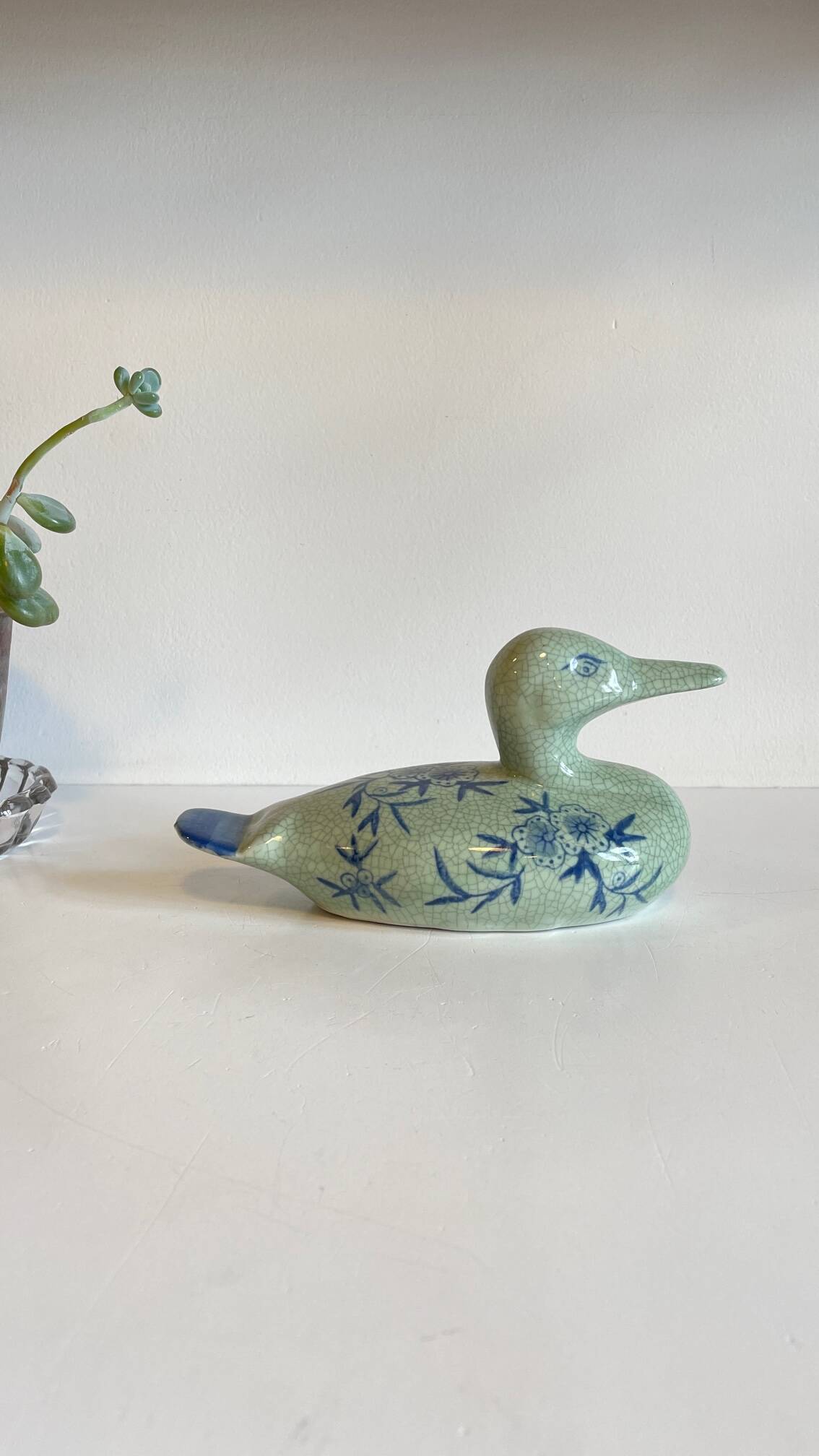 Vintage Blue Ceramic Duck