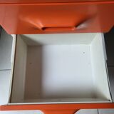 Meuble chiffonnier 4 tiroirs Flair  orange Français 1970 Vintage