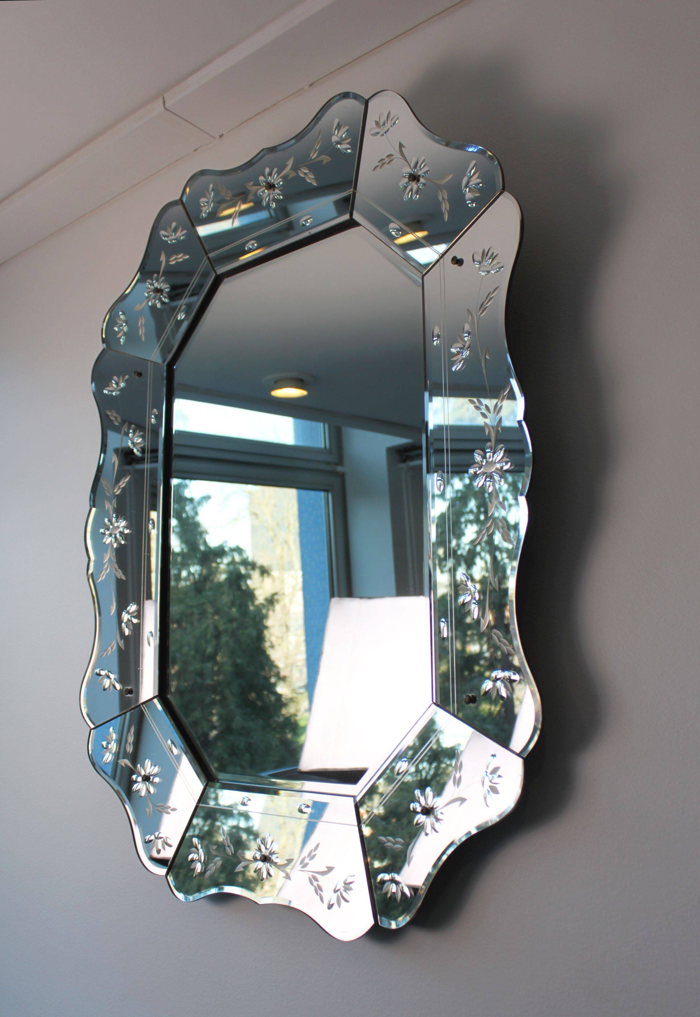 Vintage Venetian Style Faceted Mirror - 97x77cm