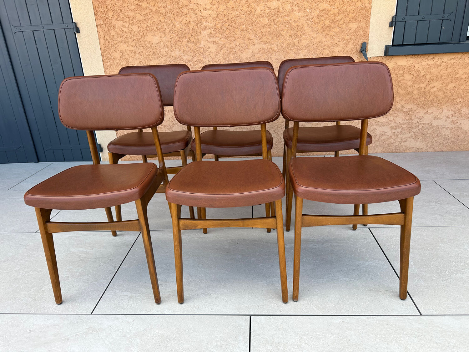 Set of 6 vintage Scandinavian dining chairs from the 1970s.