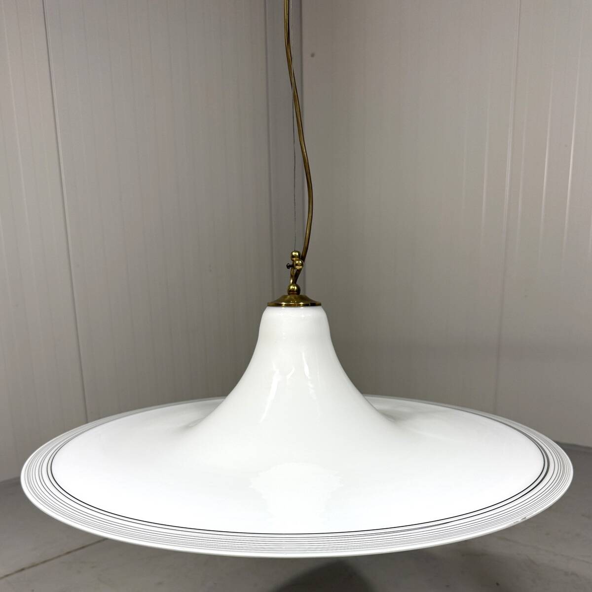 Large white glass hanging lamp by Vistosi, Italy