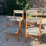Set of 4 foldable chairs in pine 60s