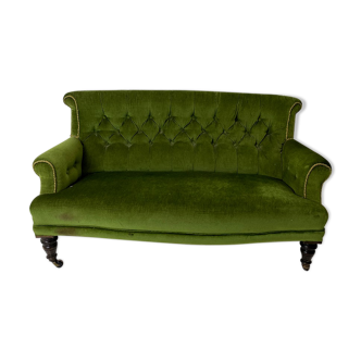 Napoleon III green velvet bench
