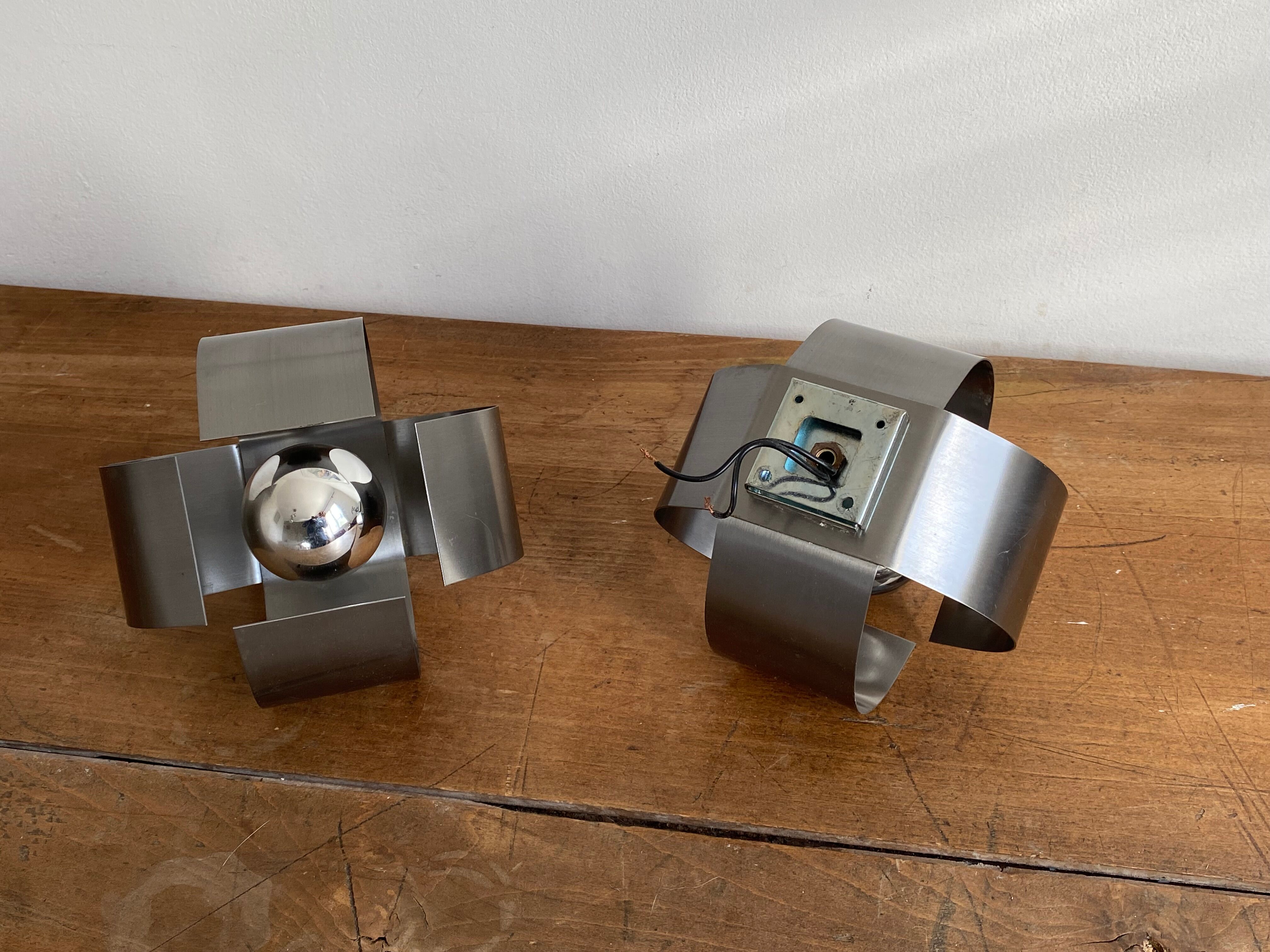 Pair of "Space age" wall lamps. 1970s