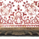 Dessous de plat contour bois faïence décoré motif rouge/bordeaux
