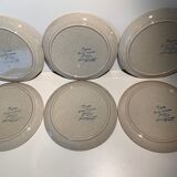 Lot de 6 assiettes dessert en grès de Sarreguemines Tignes peint main