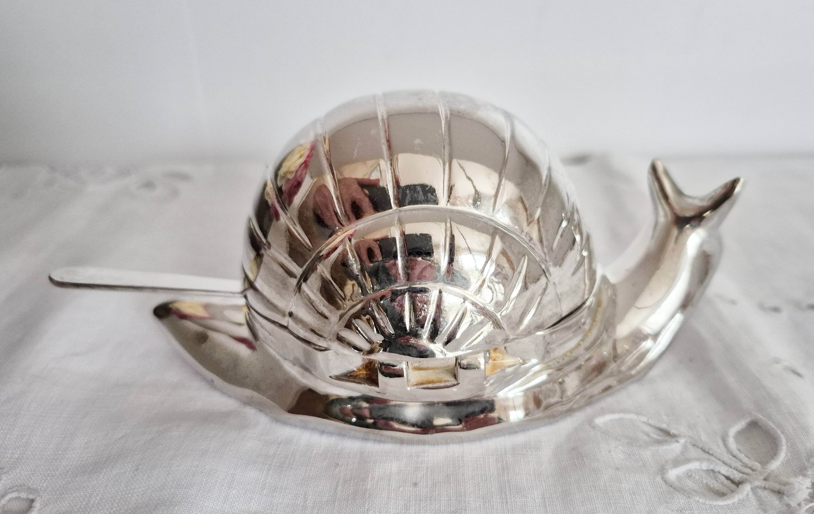 Antique butter dish Silver-plated snail