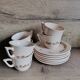 6 tasses et sous-tasses rose modèle Betty faïenc. de Longwy 1930
